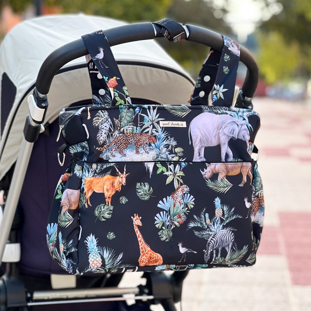 Diaper bag waterproof "Safari black" collection