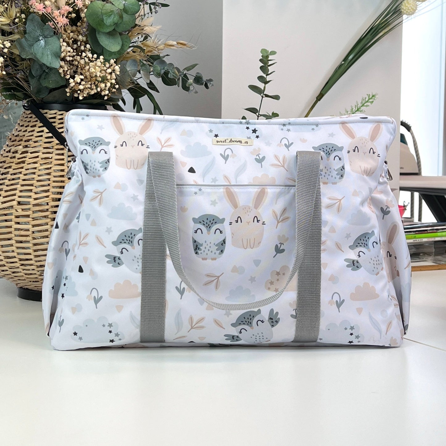 Reisetasche wasserdicht "Eule und Kaninchen" Kollektion 
