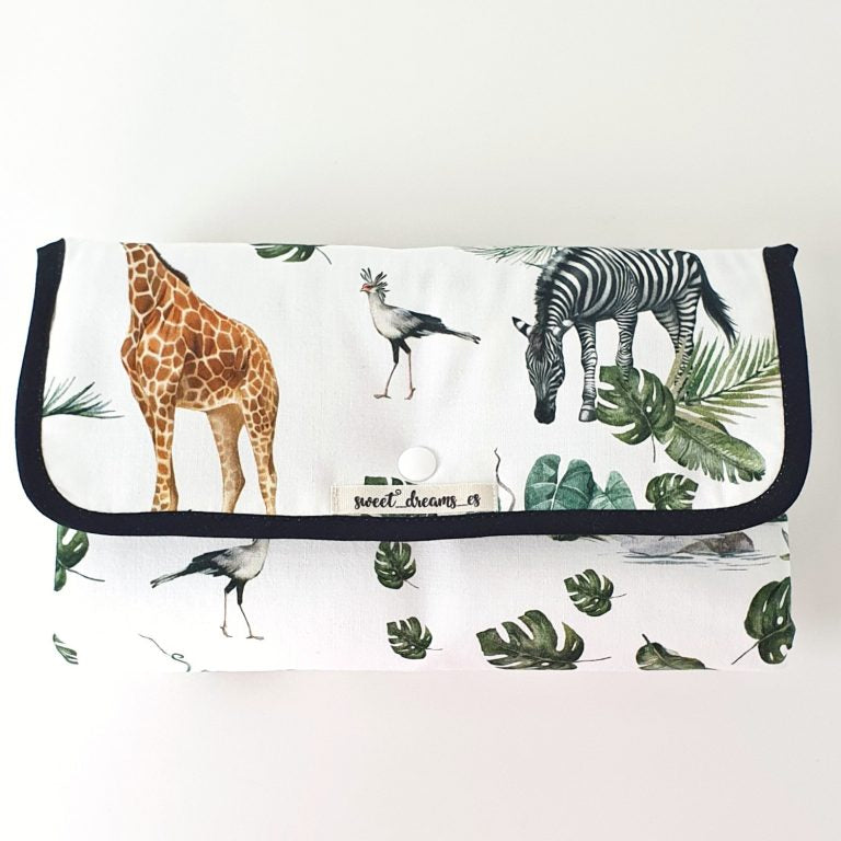 Tragbare Wickelauflage wasserdicht "Safari weiß" Kollektion