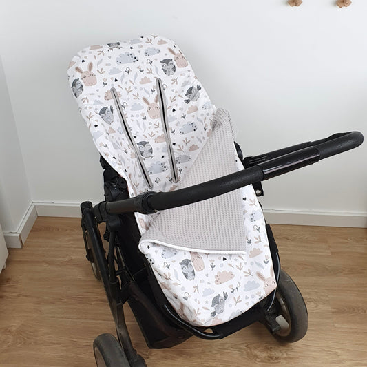 Chancelière pour poussette (mi-saison/été) imperméable collection "Hibou et Lapin"