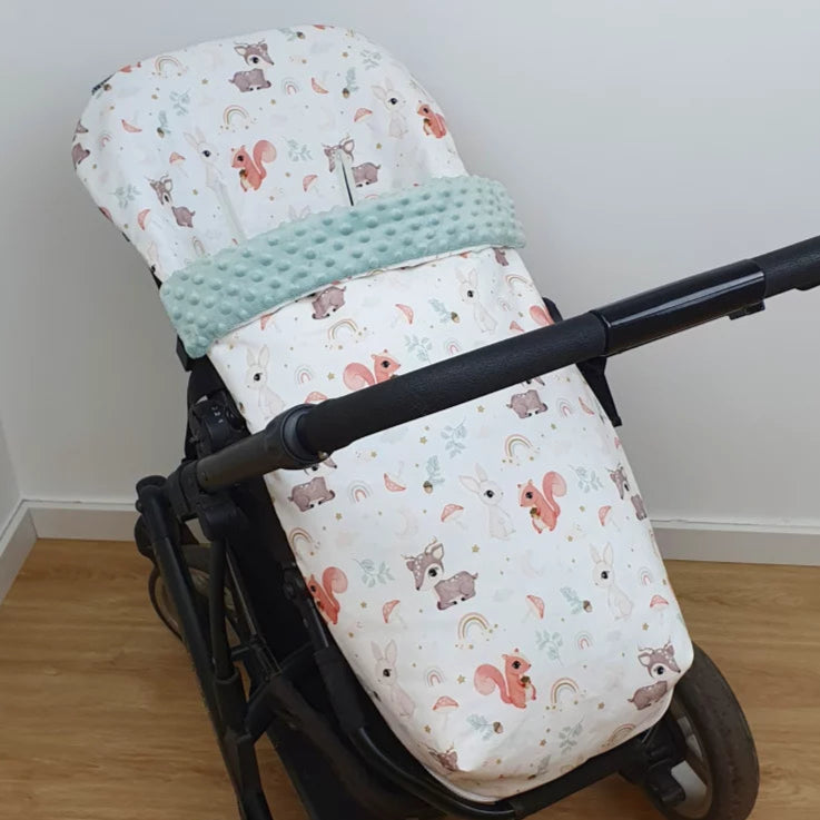 Pram footmuff (winter) waterproof "Happy Animals" collection