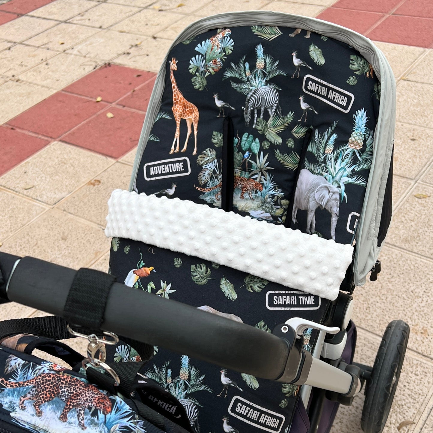 Kinderwagenfußsack (Winter) wasserdicht "Safari schwarz" Kollektion